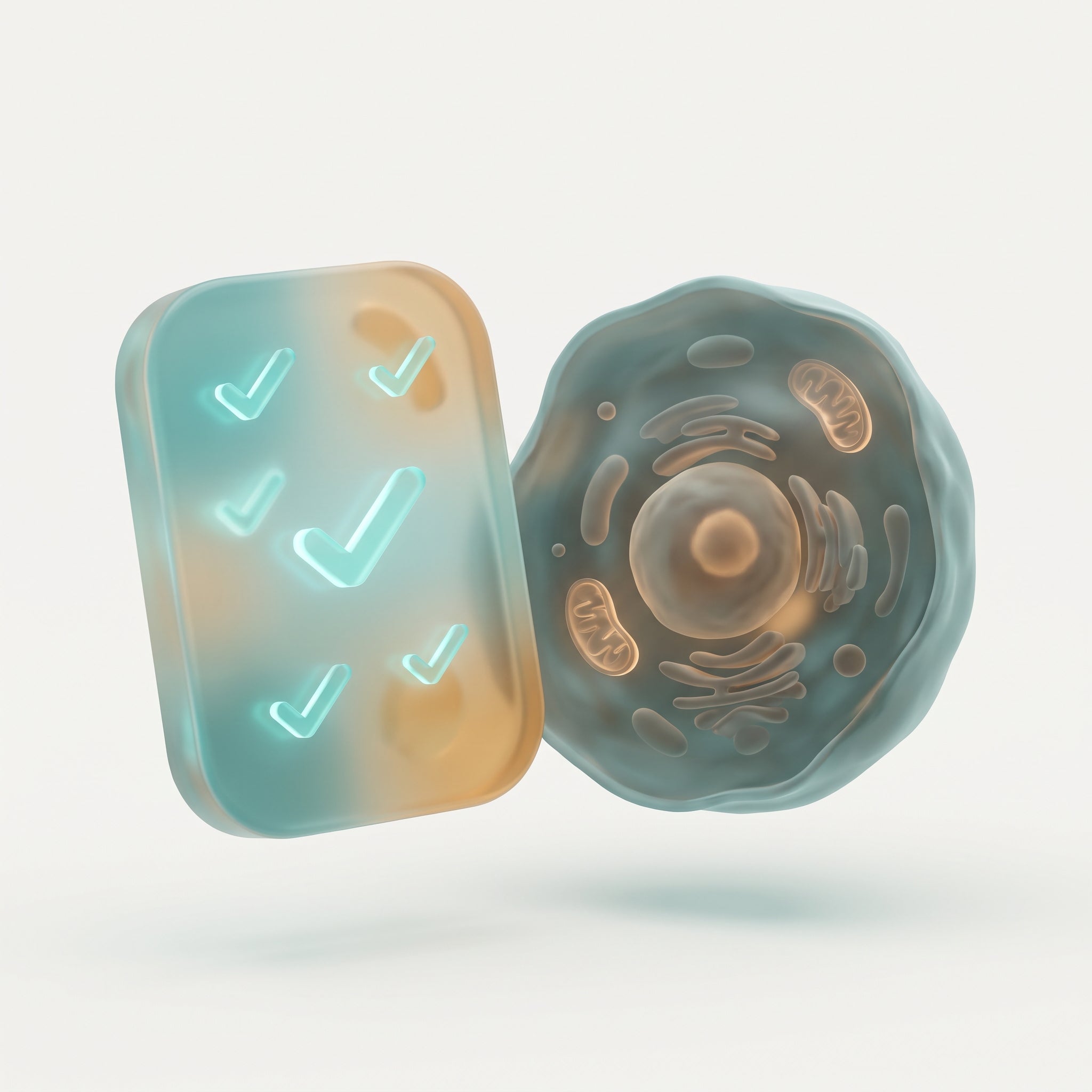 A normal lab panel beside a struggling cell